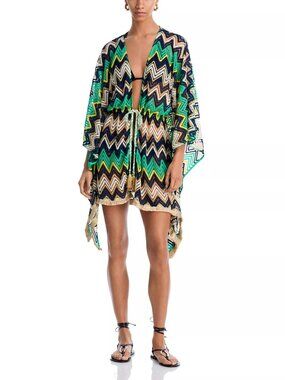 298$ Ramy Brook Mckala Cover Up Mini Front Tie Closure Dress Size S Green